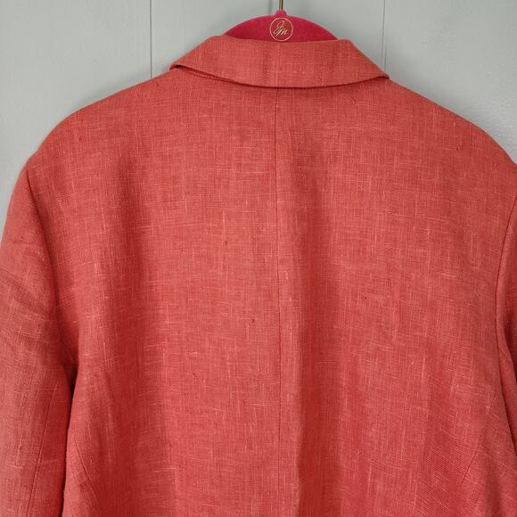 Harve Bernard Linen Blend Button Front Blouse Top Sz 12 Pink - Picture 9 of 11